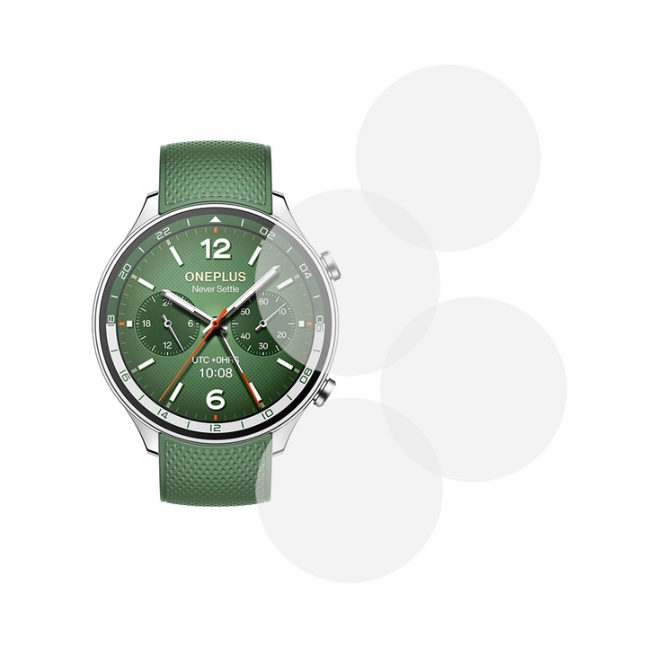 Комплект от 4 фолиа, съвместими с OnePlus Watch 2 (eSIM), Commando Shield Full Glue, Възобновяем хидрогел силикон, Anti-shock и против счупване, SlimLine NanoShield, Transparent
