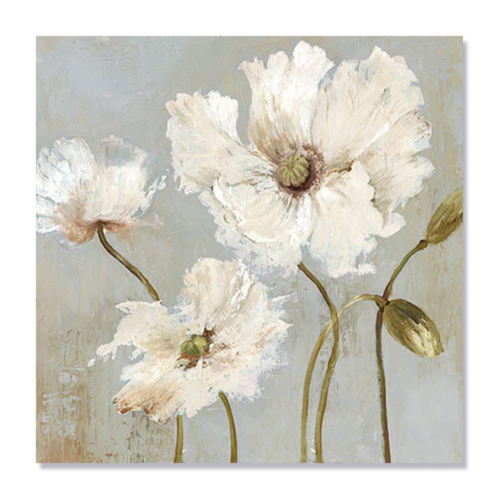 Tablou Canvas - Flori, Bujori Albi, 100 x 100 cm