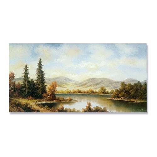 Tablou Canvas - Peisaj, Rau, Dealuri, Copaci, Toamna, 50 x 100 cm