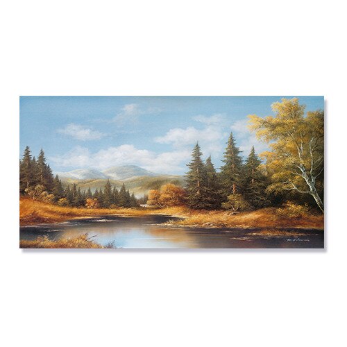 Tablou Canvas - Peisaj, Dealuri, Rau, Copaci, Toamna, 50 x 100 cm