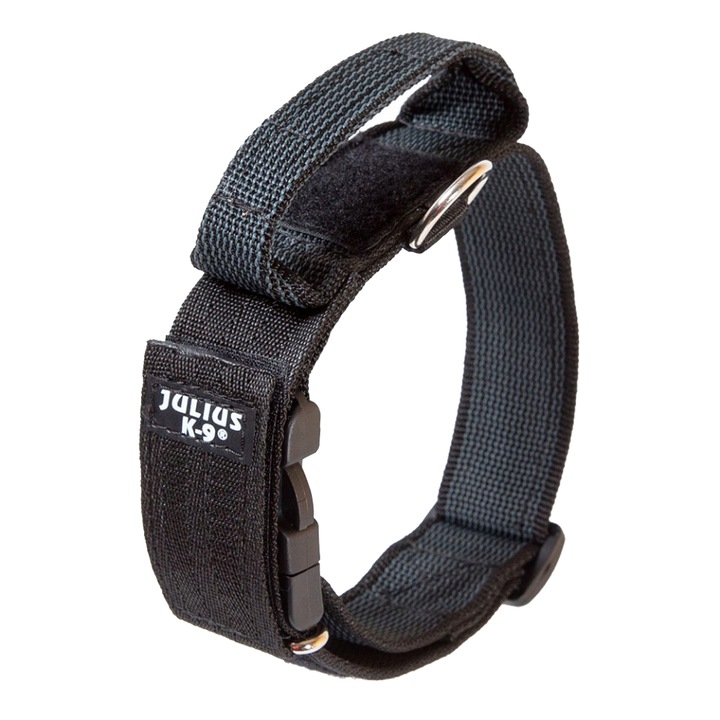 Julius K9 nylon nyakörv, Kutyáknak, Biztonsági csattal és fogóval, 50 mm, Fekete