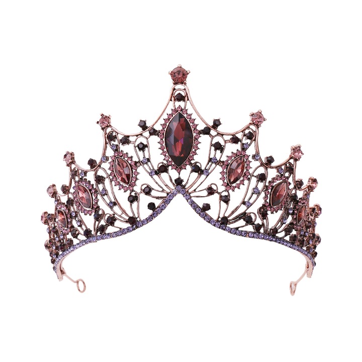 Булчинска тиара, винтидж дизайн, 14,5x9 см, бордо