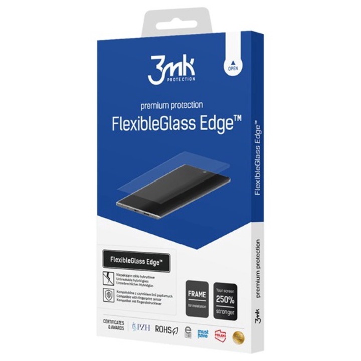 3mk flexible glass edge képernyővédő üveg, 3d, flexibilis, 0.35mm, 7h, átlátszó, kompatibilis: HMD Pulse Pro / Pulse / Pulse Plus