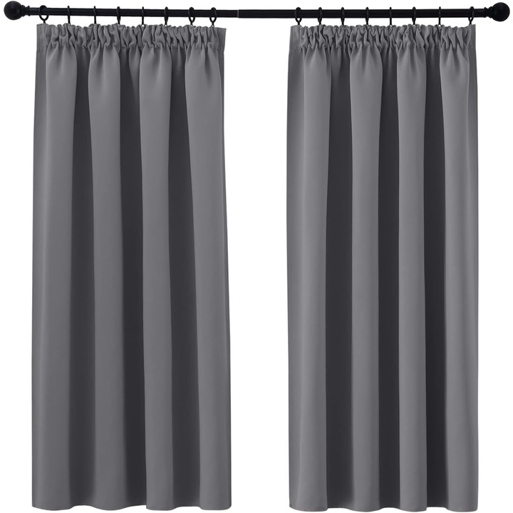 2 db PONY DANCE függöny szett, Rejansa, átlátszatlan, hővédelem, 132 x 265 cm, szürke