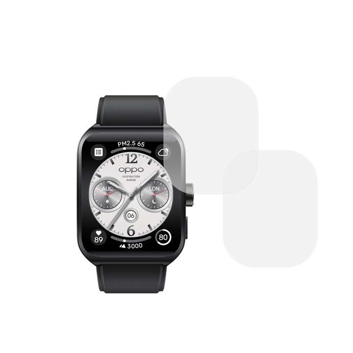 Комплект от 2 x фолио, съвместимо с Oppo Watch 4 Pro, Comando Shield Full Glue, възобновяем хидрогел силикон, Anti-shock и против счупване, SlimLine NanoShield, Transparent
