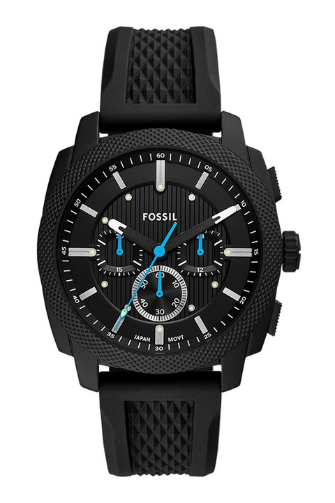 Fossil, Часовник Machine с хронограф и силиконова каишка, Черен