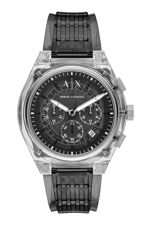 ARMANI EXCHANGE, Часовник с кварц, хронограф и лого, Черен