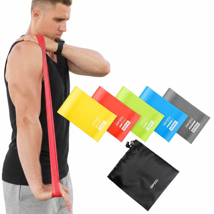 Set benzi elastice 2,5-12,5kg 5 bucati, Gymtek, multicolor