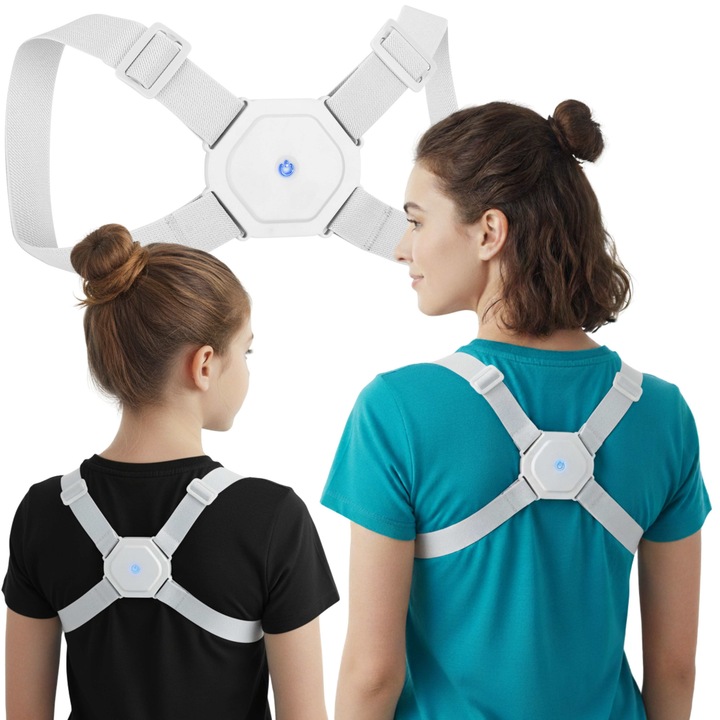 Corector de postura Gymtek, set cu cablu USB, design discret, ajustabil, 33-100cm