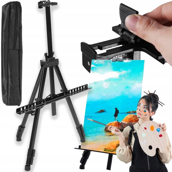 Alumínium kültéri állvány 158 cm, 3 szekciós, tokkal, fekete