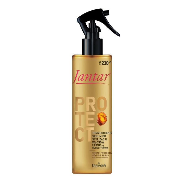 Serum pentru par FARMONA Jantar cu esenta de chihlimbar, 200 ml, protectie pana la 230°C, efecte de netezire si stralucire