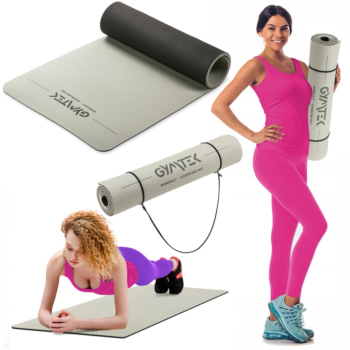 Saltea de antrenament, Gymtek, TPE, 0,6cm, antiderapant, 181,5x61cm