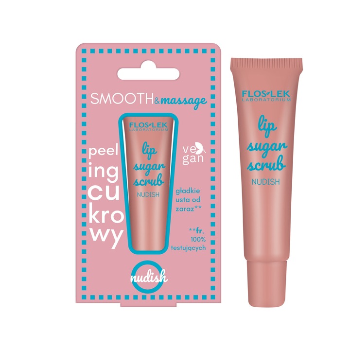 Peeling pentru buze FLOS-LEK Nudish, 14 g, aroma de cocos, ingrijire buze uscate