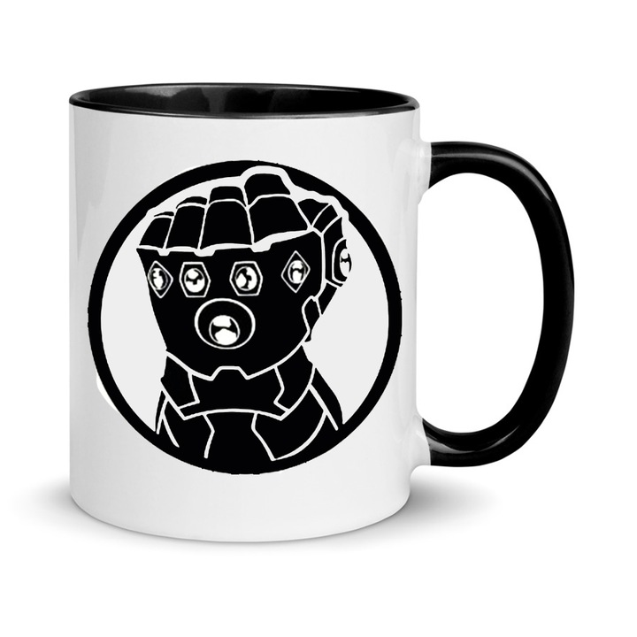 Cana ceramica Thanos, 330ml, alb-negru