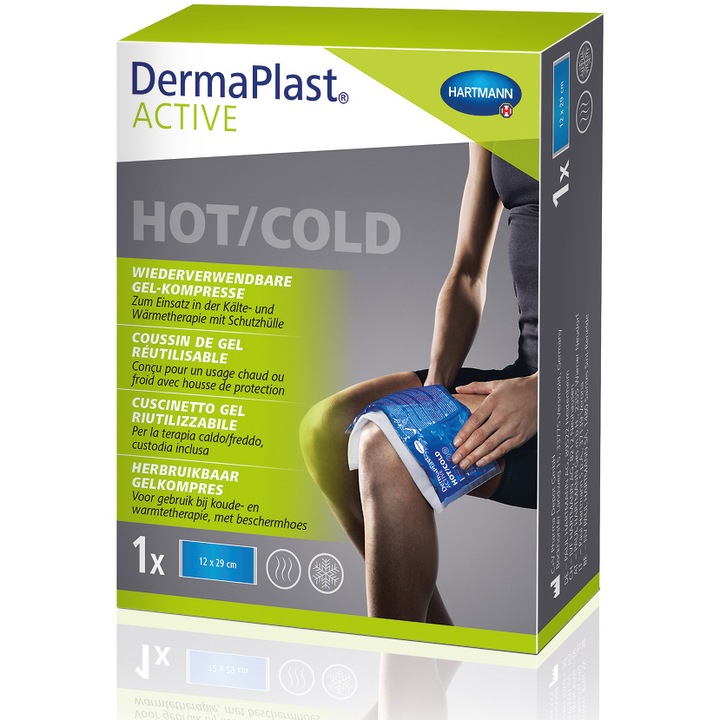 DermaPlast ACTIVE Hot/Cold, compresa cu gel, reutilizabila, Hartmann, 12 x 29 cm