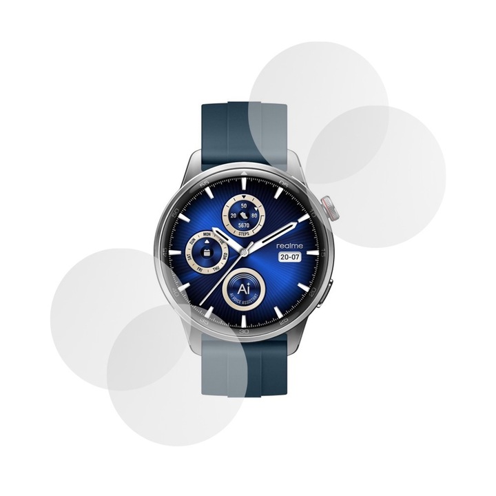 Set 4 x Folie compatibila cu Realme Watch S2, Mata InvisiFlex, Anti-Reflexii, Anti-Stralucire, Protectie ideala, Atingere fina, Proprietati regenerabile, Acoperire oleofoba, Tehnologie ULTRA HD