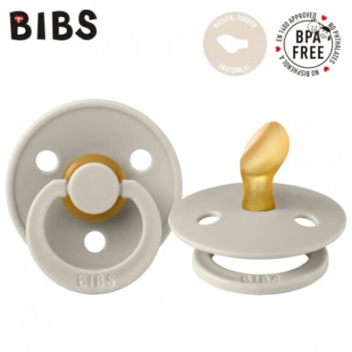 Suzeta anatomica BIBS COLOUR S, cauciuc Hevea, antialergic, culoare nisip