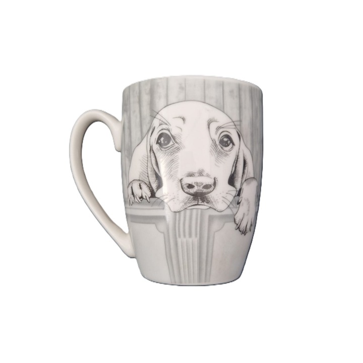 Cana ceramica, catel, gri, 12x8.5cm