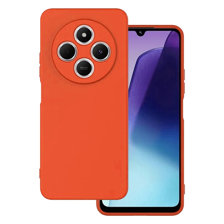 Xiaomi Redmi 14C / Redmi A4 / Poco C75 съвместим силиконов гръб, с вътрешност от велур, мат, цвят праскова, силикон