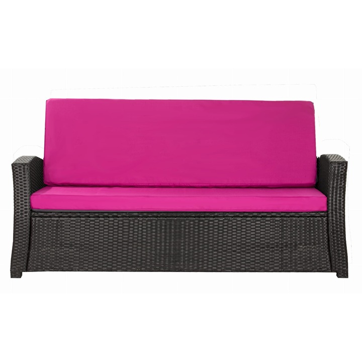 Perna canapea exterior de gradina, Setgarden, sezut 160 x 60 si spatar 160 x 50 cm, Roz
