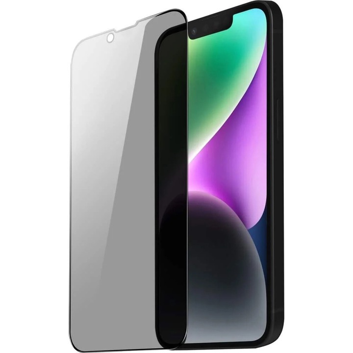 Anti-Spy Film kompatibilis Apple iPhone 16e, COMANDO Privacy, Adatvédelmi szűrő, Adatvédelem, Japán minőség, Teljesen ragasztó, Fekete