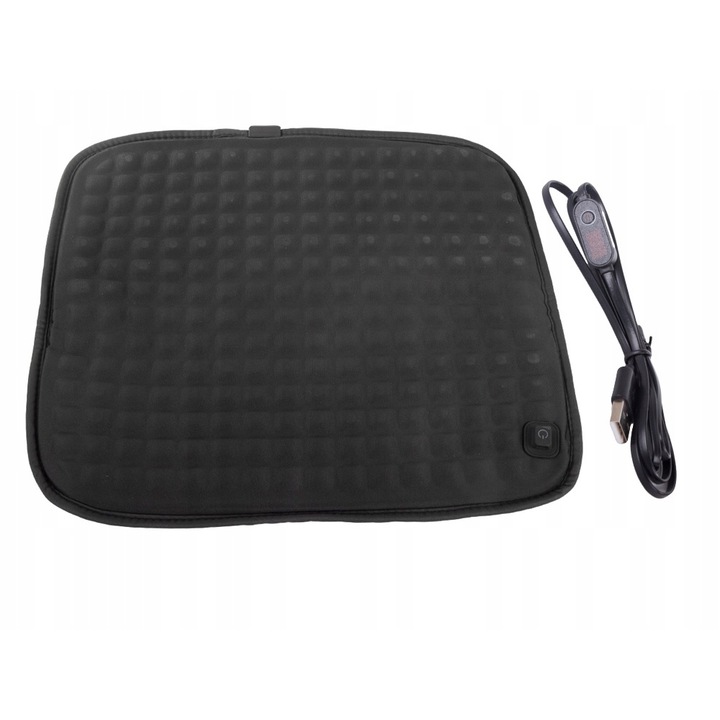 Perna insertie gel cu incalzire pentru scaun, Zola, 5 trepte de incalzire, regulator inteligent de temperatura, alimentat USB, 44x38,5 cm, negru