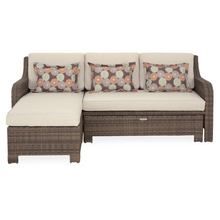 Coltar extensibil exterior gradina/terasa, Maison Mex ROCHA, L.204 l.144 H.83 cm, mix gri/bej