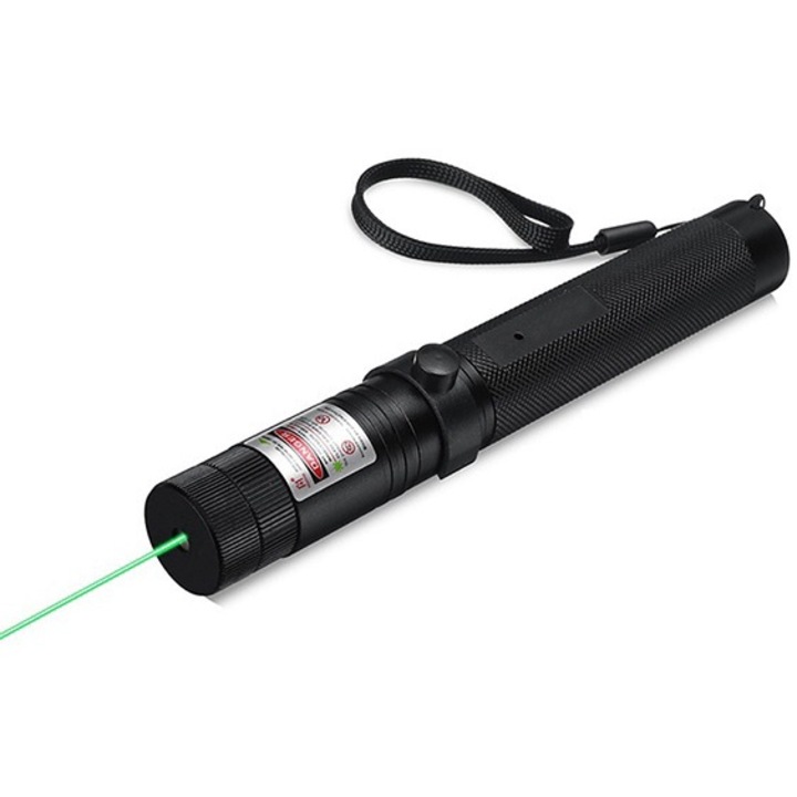 Dispozitiv laser pointer Verde Kludoo®, Incarcare USB, Raza de actiune 1000 m, Negru