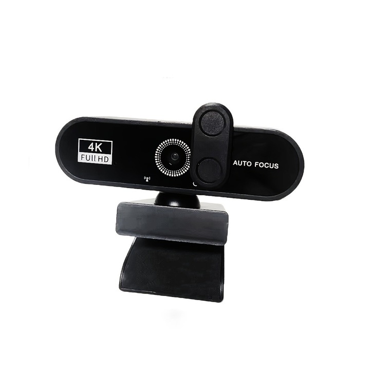 Full HD 4K webkamera, W7 modell, plug and play, autofókusz, 60 fps, rázkódásmentes, fénykorrekciós funkció, játék, konferencia, streaming, 360°-os forgathatóság, USB, kettős sztereó mikrofon zajcsökkentéssel, Privacy Cover