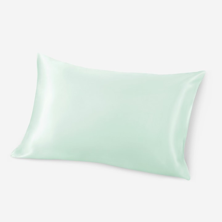 Fata perna matase naturala, 55x75 cm, 22 momme, verde mentol