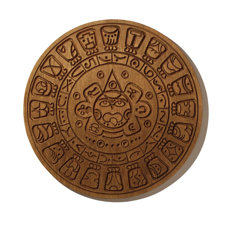 Calendar Mayas lemn de esenta tare, Fag stratificat 30 cm