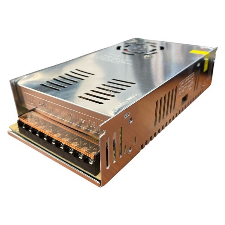 Sursa de alimentare 12V 30A metalica, 360W, pentru camere de supraveghere si banda led, modulara, Miromoto®