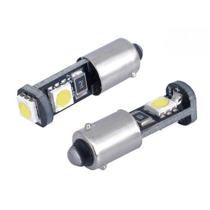 Set 2 becuri bord, T4W-BA9S, cu 3 Leduri SMD5050, 12V, alb, Canbus, VISION 58313