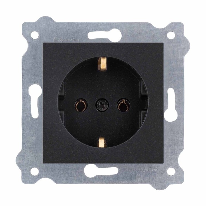 Priza cu impamantare Schuko 2P+E Negru metalizat 237/14E EXEN