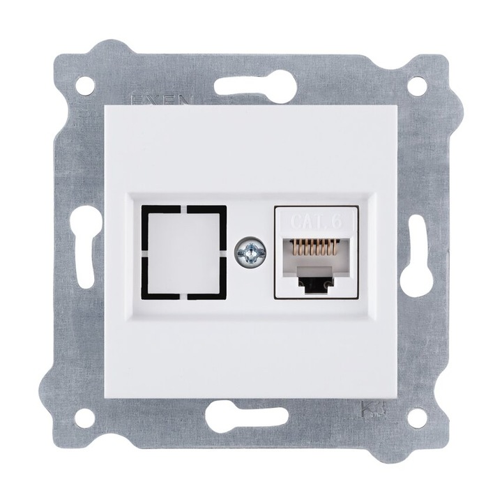 Priza pentru internet incastrata, cat 6 EXEN alb / 290-000103-253