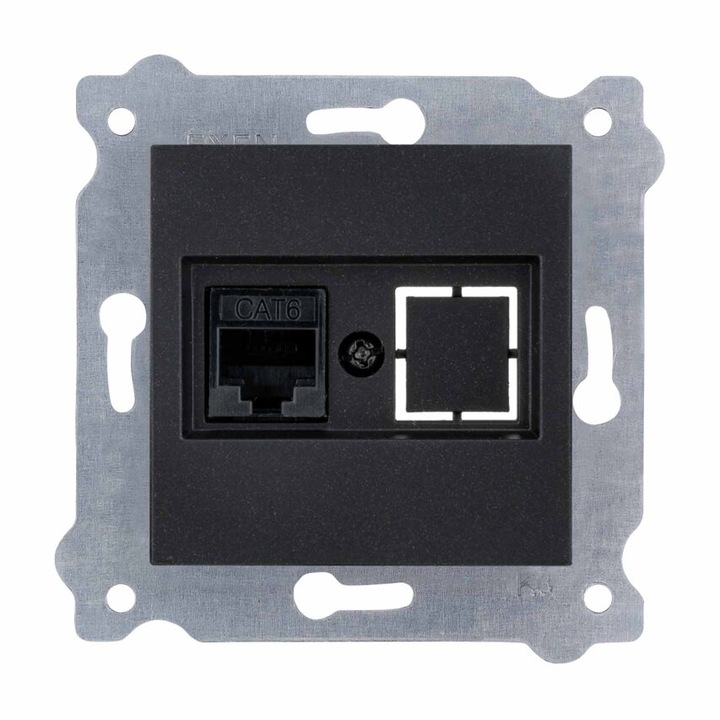 Priza pentru internet incastrata, cat 6 EXEN negru / 290-001403-253