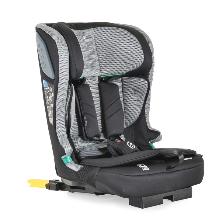 Scaun auto isofix pliabil Cangaroo iDrive iSize 76-150 cm, Top Tether, Tetiera reglabila, Protectie impact lateral, Omologat R129, Titanium Grey