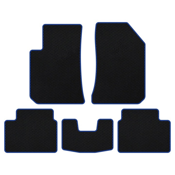 Комплект автомобилни стелки, посветени на BMW Rover 75 I (1998-2005) Седан всички сезони, идеално съвместими, 5 части, Син / Черен