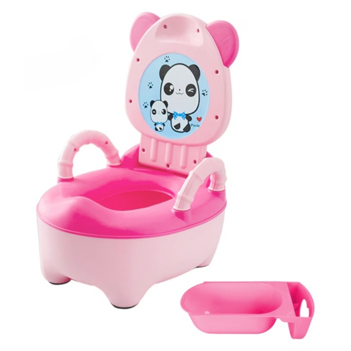 Olita Premium Pentru Copii SUPER TRENDS®, Tip Scaunel Toaleta, Colac Antibacterian, Compartiment Detasabil, Usor de Curatat, Roz