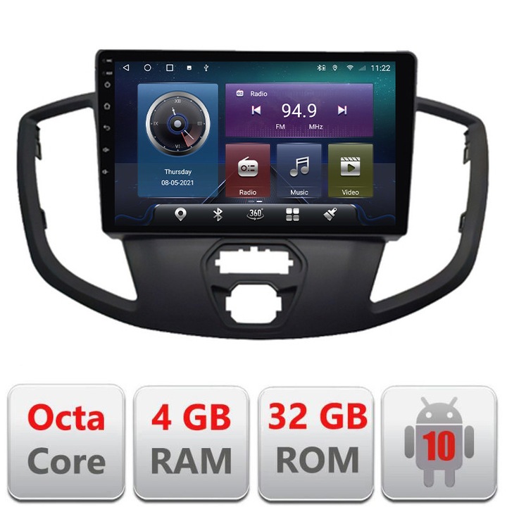 Navigáció Ford Transit V363 2015-2021 Android rádió gps internet Octa core 4+32 Kit-custom+EDT-E409