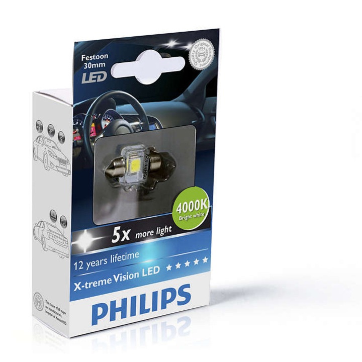 Интериорна крушка Philips Festoon XtremeVision LED T14x30 4 000 K