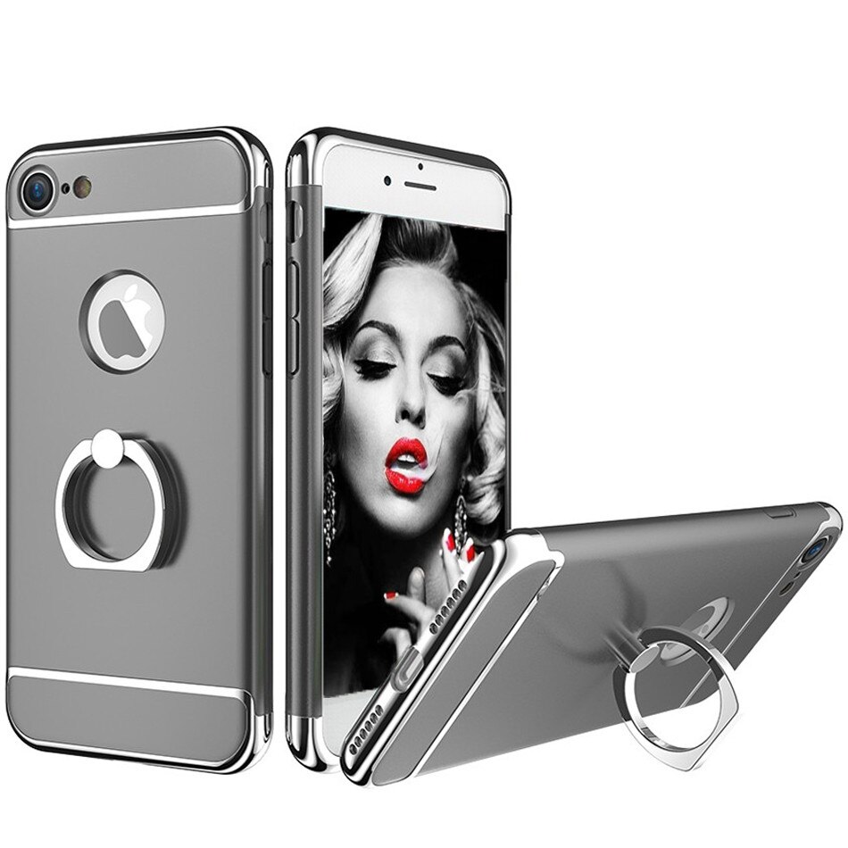 Husa telefon Iphone 7 Plus ofera protectie 3in1 Ultrasubtire - Deluxe Grey Ring