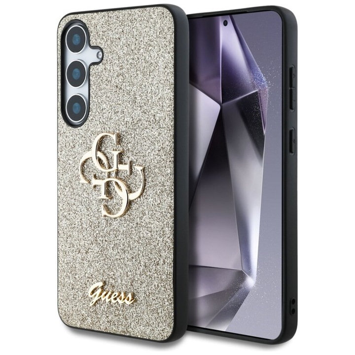 Husa Guess pentru Samsung S25, Fixed Glitter Big 4G, GUHCS25SHG4SGD, Auriu