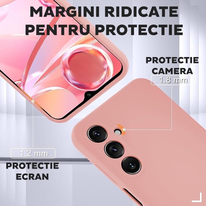 Set Husa si Folie pentru Samsung Galaxy A16 5G DaDen, Interior microfibra, Silicon, Protectie Sporita, Folie din sticla securizata, Roz nisipiu