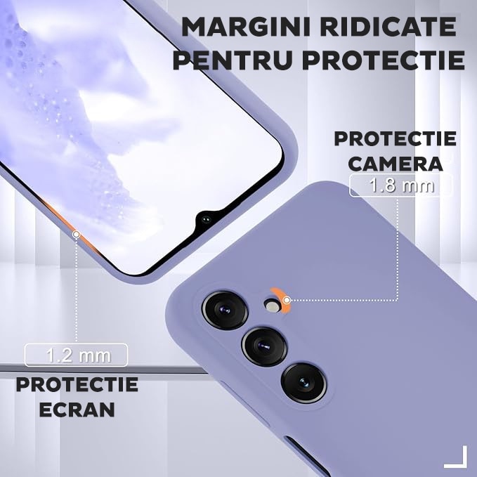 Set Husa si Folie pentru Samsung Galaxy A16 5G DaDen, Interior microfibra, Silicon, Protectie Sporita, Folie din sticla securizata, Mov deschis
