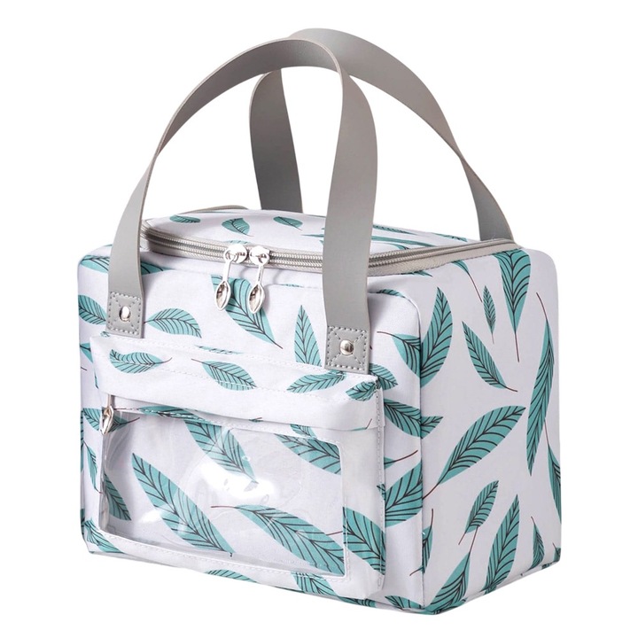 Термо чанта за храна, 23x18x13cm, С ципове лъжички, Бял
