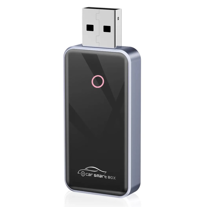 RAELUM® 2 в 1 безжичен CarPlay и Android Auto адаптер за автомобил, WI-FI 2,4 Ghz и 5 Ghz, Plug & Play модул за интелигентен донгъл, тънък, за автомобили, оборудвани с Carplay/Android Auto с фабрично окабеляване, автоматично повторно свързване