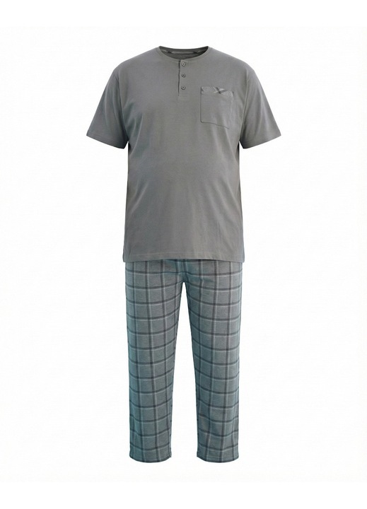 Pijama de barbati, marimi mari, tricou cu pantaloni lungi, 100% bumbac, Aydogan, Gri deschis