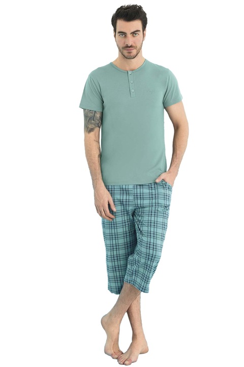 Póló pizsama háromnegyedes nadrággal, modál, Aydogan, Zöld