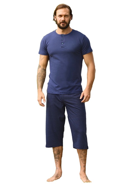 Póló pizsama háromnegyedes nadrággal, modál, Aydogan, Kék